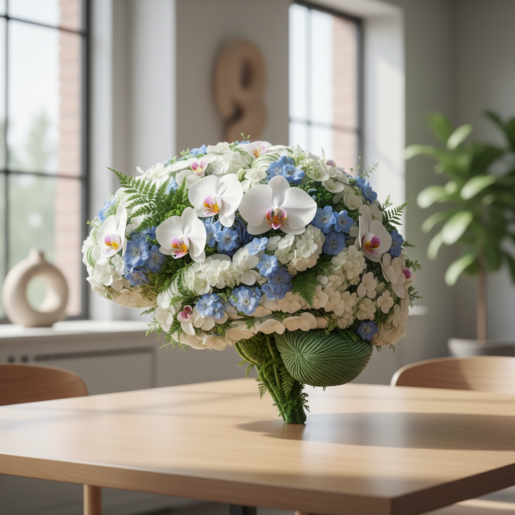 Cerebro estilizado hecho de flores y hojas