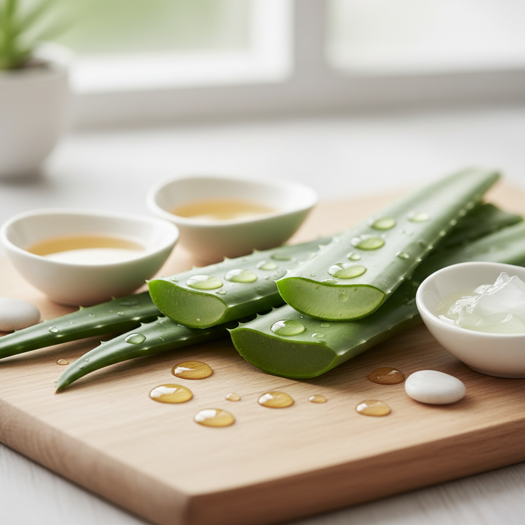 Hojas de aloe vera recién cortadas